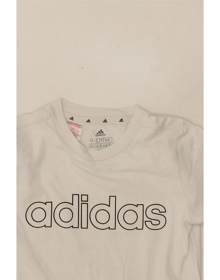 ADIDAS Boys Graphic T-Shirt Top 9-10 Years White Cotton Vintage Adidas and Second-Hand Adidas from Messina Hembry 