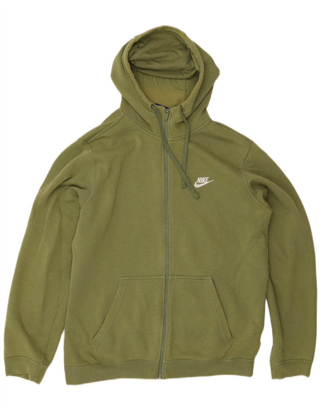 Felpa con cappuccio e zip Nike da uomo in cotone kaki medio