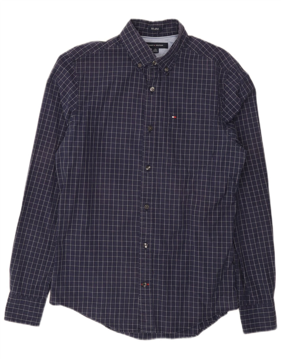 Camicia da uomo Tommy Hilfiger XS in cotone a quadri blu navy
