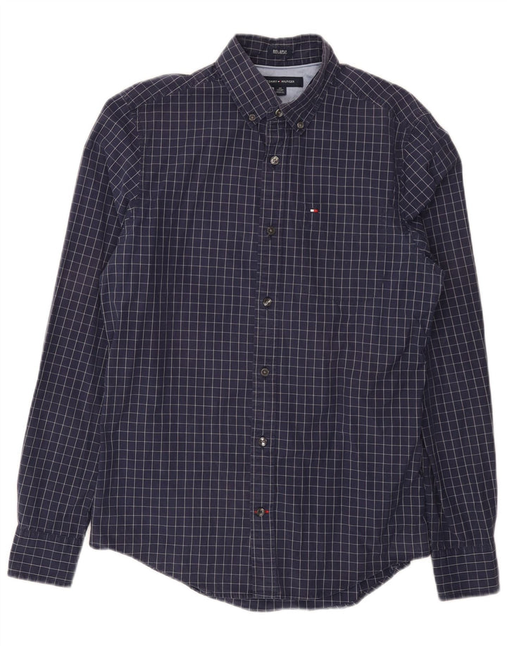 Camicia da uomo Tommy Hilfiger XS in cotone a quadri blu navy