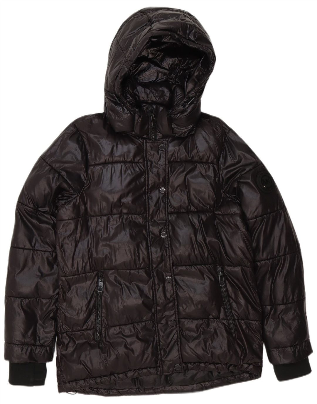 Giacca imbottita con cappuccio da uomo Michael Kors UK 38 poliestere nero medio