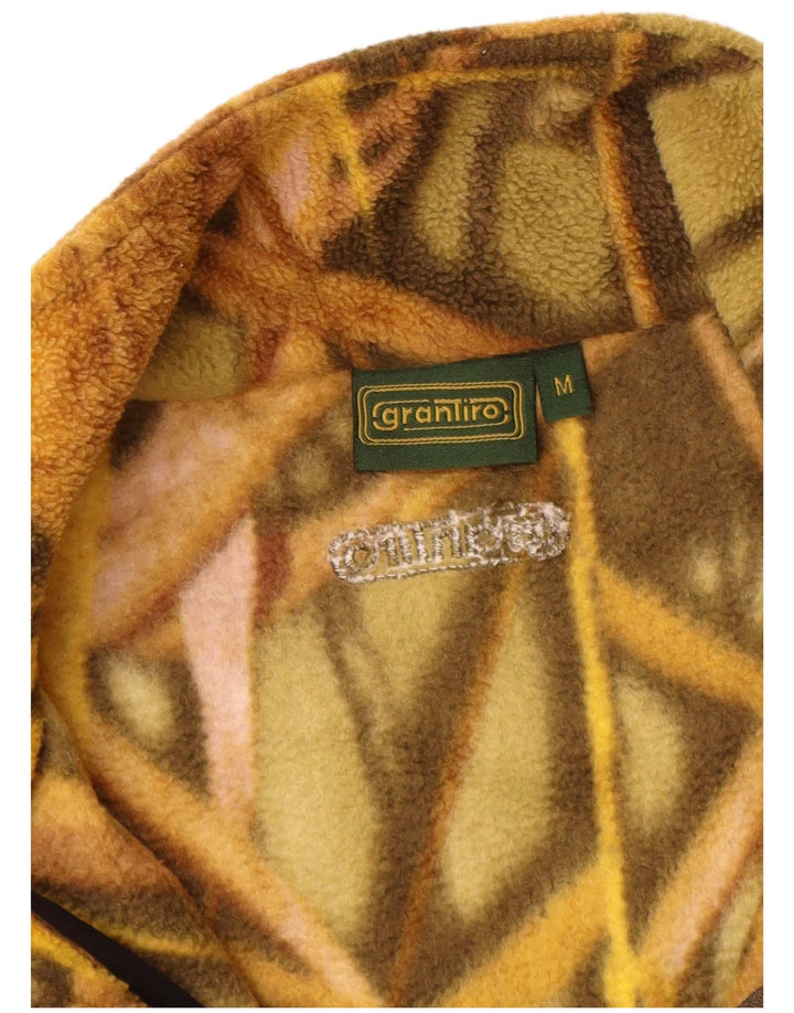 Maglione in pile da uomo VINTAGE con motivo astratto con zip e collo medio multicolore