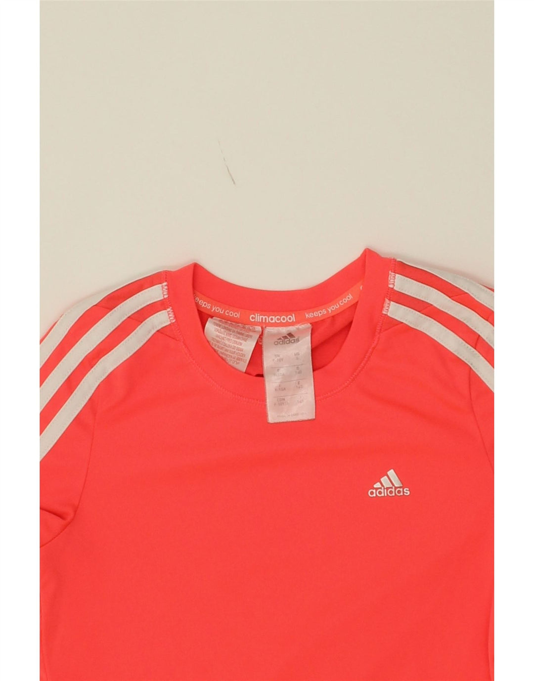 ADIDAS Girls Climacool Graphic T-Shirt Top 9-10 Years Red Polyester Vintage Adidas and Second-Hand Adidas from Messina Hembry 