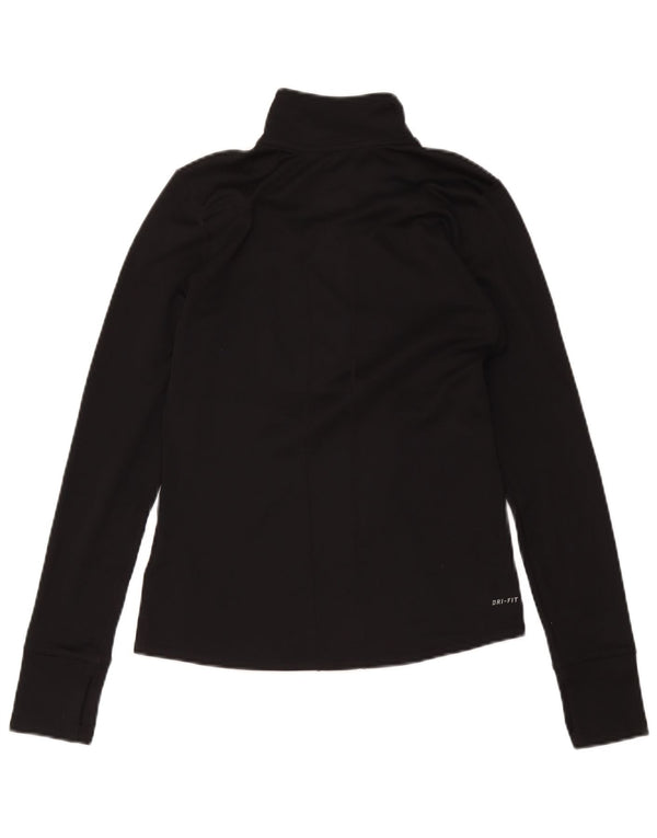 Top della tuta da ginnastica Nike Dri Fit con collo e zip da donna, UK 10, piccola, nera