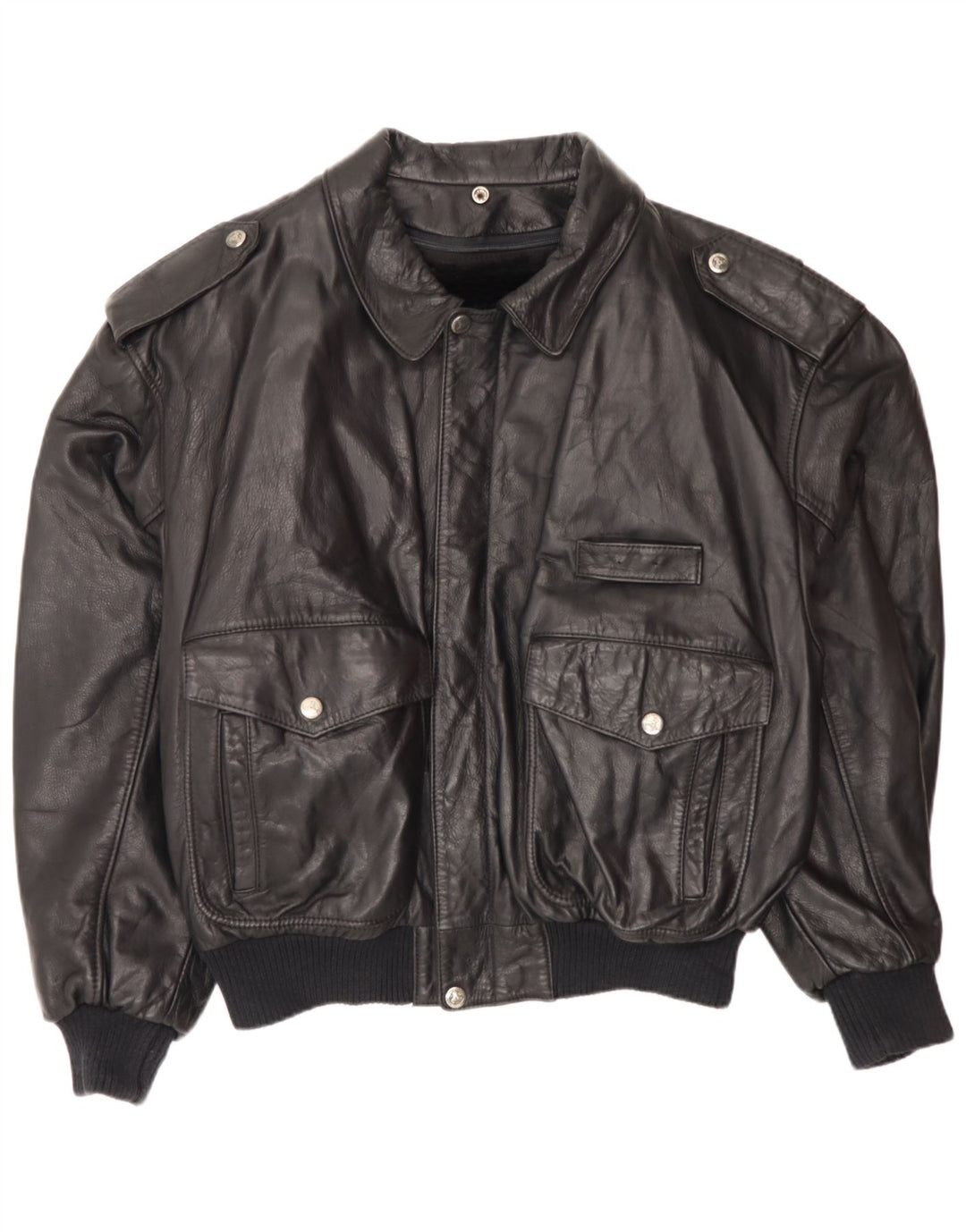 Giacca da aviatore da volo in pelle vintage da uomo IT 52 XL Esercito in pelle nera
