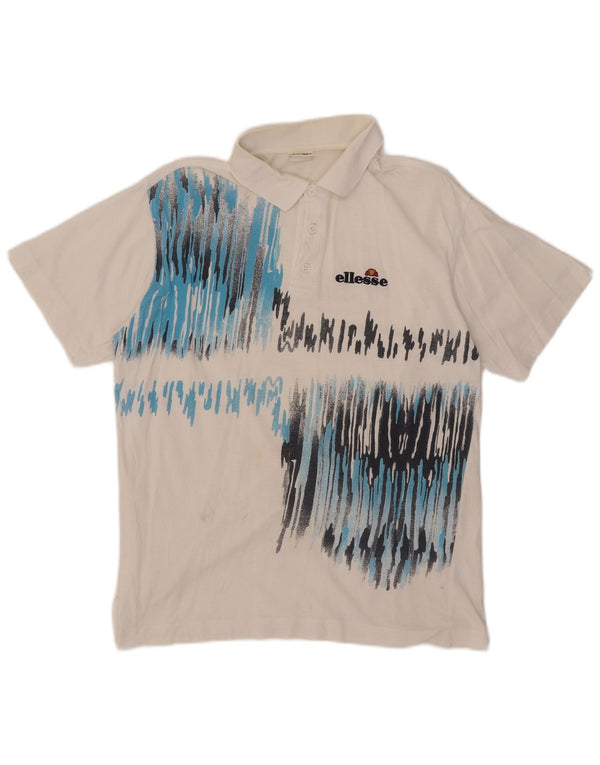 Polo Ellesse da uomo con motivo astratto, colore bianco medio