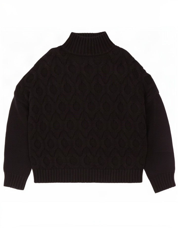 Maglione da uomo Reiss vestibilità ampia con collo alto, cotone nero medio
