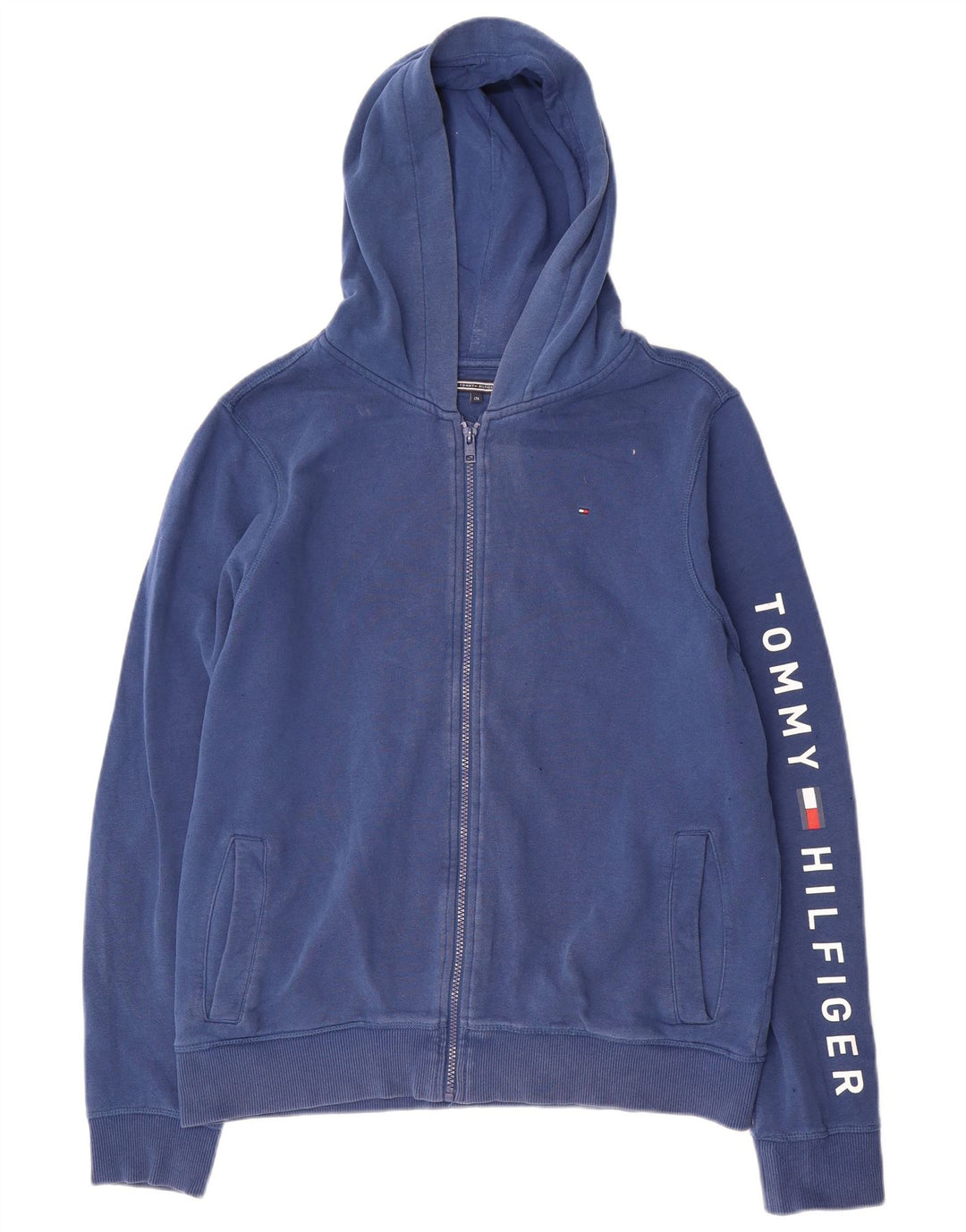 TOMMY HILFIGER Maglione con cappuccio e zip grafica per ragazzi 15-16 anni in cotone blu