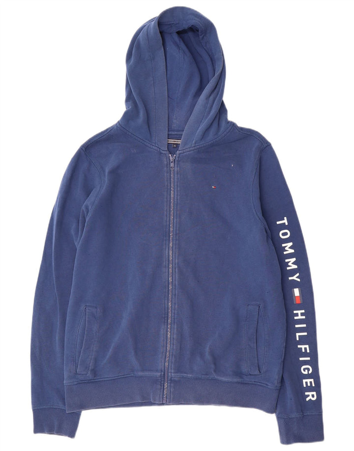 TOMMY HILFIGER Maglione con cappuccio e zip grafica per ragazzi 15-16 anni in cotone blu