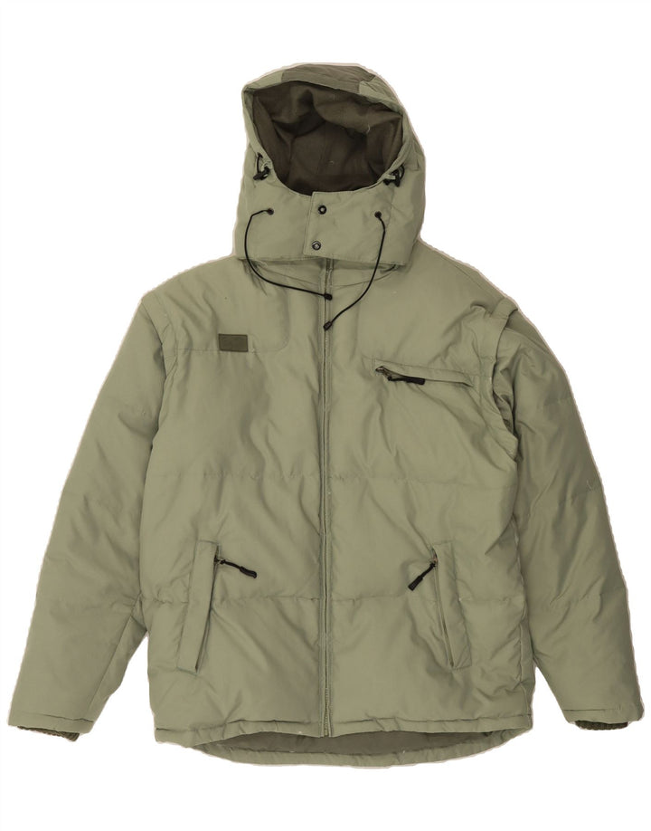 FILA Mens Hooded Padded Jacket UK 40 Large Green Colourblock Polyamide Vintage Fila and Second-Hand Fila from Messina Hembry 