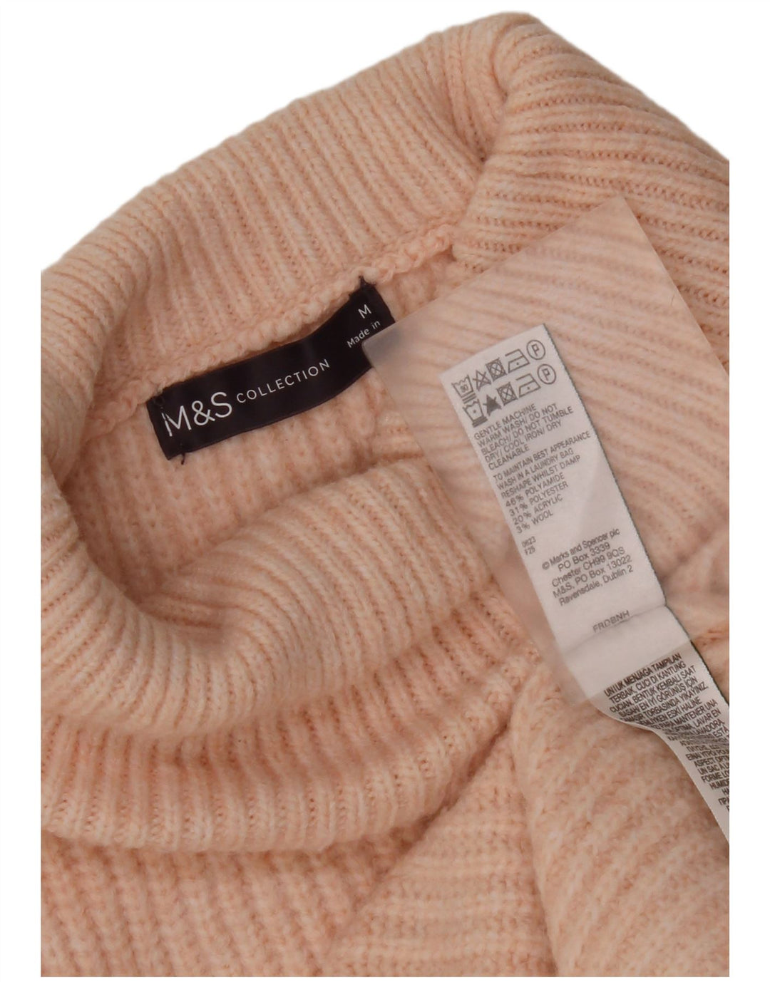 Maglione maglione oversize da donna Marks & Spencer con collo alto UK 14 Rosa medio