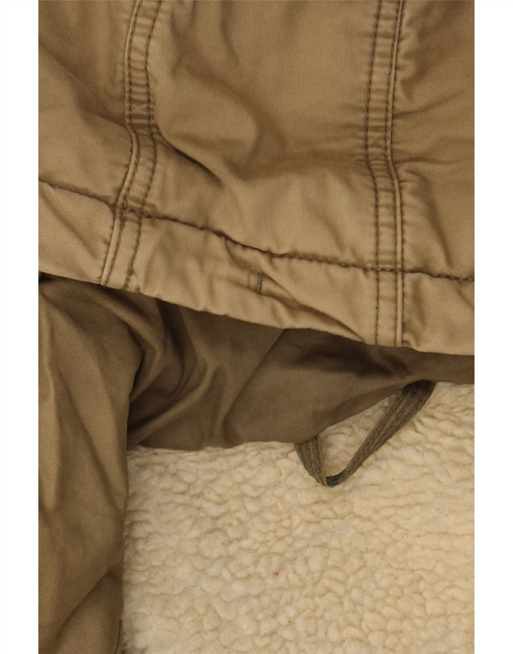 Giacca parka da donna con cappuccio Superdry UK 16 grande cotone kaki