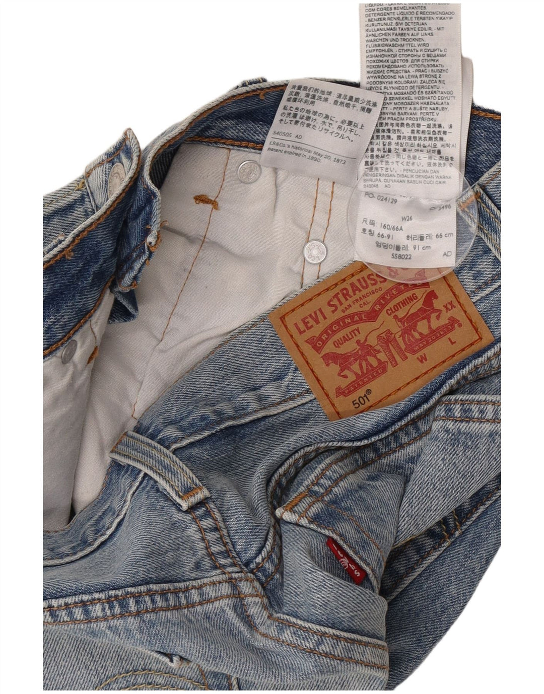 Pantaloncini Levi's da donna 501 in denim invecchiato W26 piccolo cotone blu