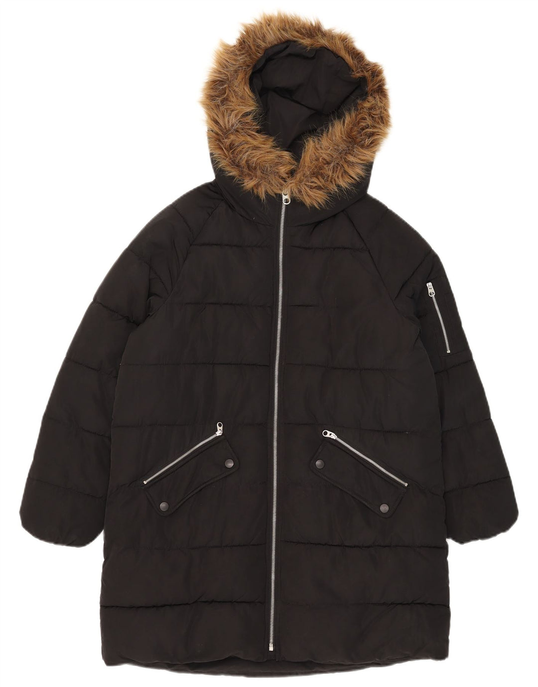 Cappotto imbottito con cappuccio per ragazze Zara 13-14 anni in poliestere nero