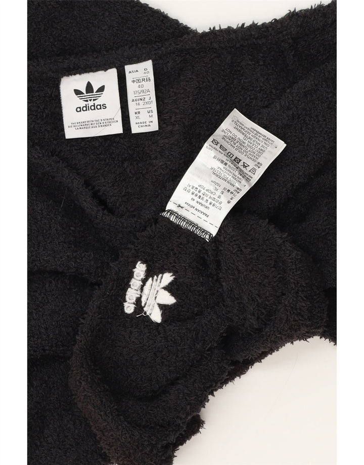 Top Adidas da donna in pile corto con spalle scoperte UK 12 medio poliestere nero
