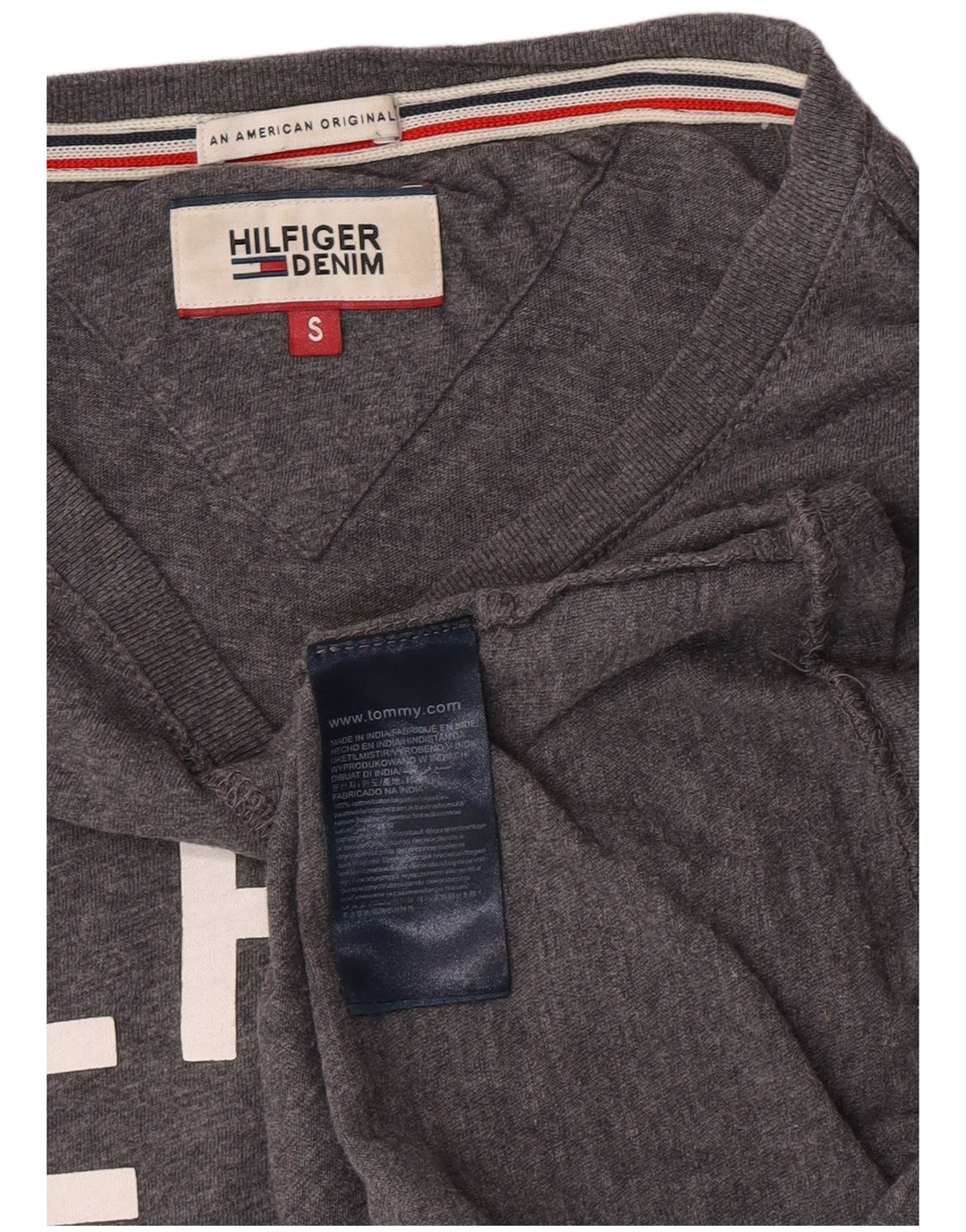 Tommy Hilfiger Uomo Graphic Top Manica Lunga Piccolo Cotone Grigio