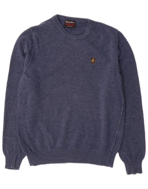 Maglione maglione girocollo da donna Refrigiwear UK 14 grande lana blu navy