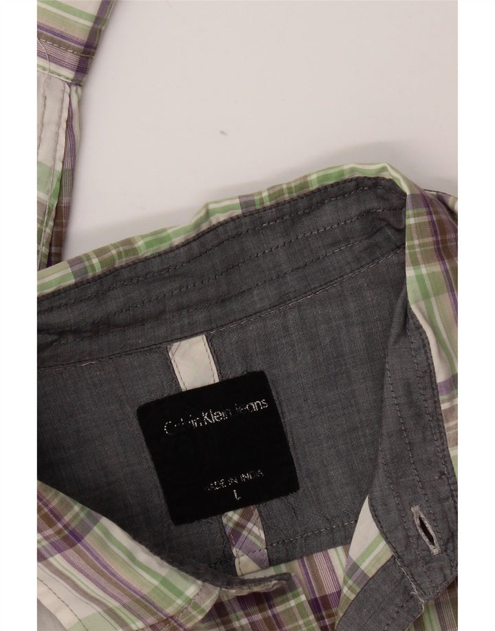 Camicia da uomo Calvin Klein Jeans a quadri grandi multicolori