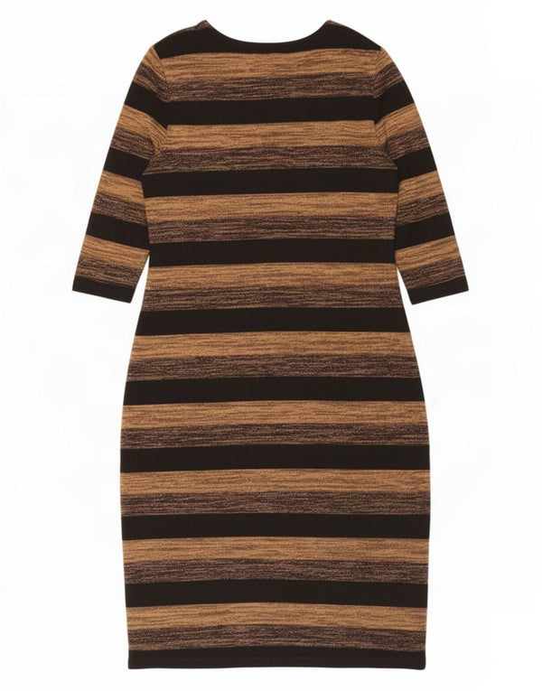Abito tubino con maniche a 3/4 da donna Marks & Spencer UK 16 a righe beige grandi