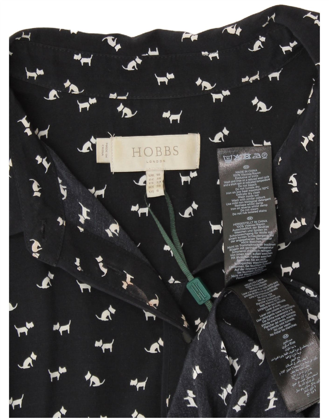 Abito a trapezio da donna Hobbs UK 10 piccolo in viscosa con stampa animalier blu navy