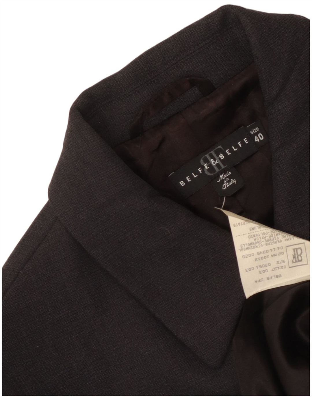 Giacca blazer a 4 bottoni da donna Belfe & Belfe IT 40 piccola in lana vergine nera