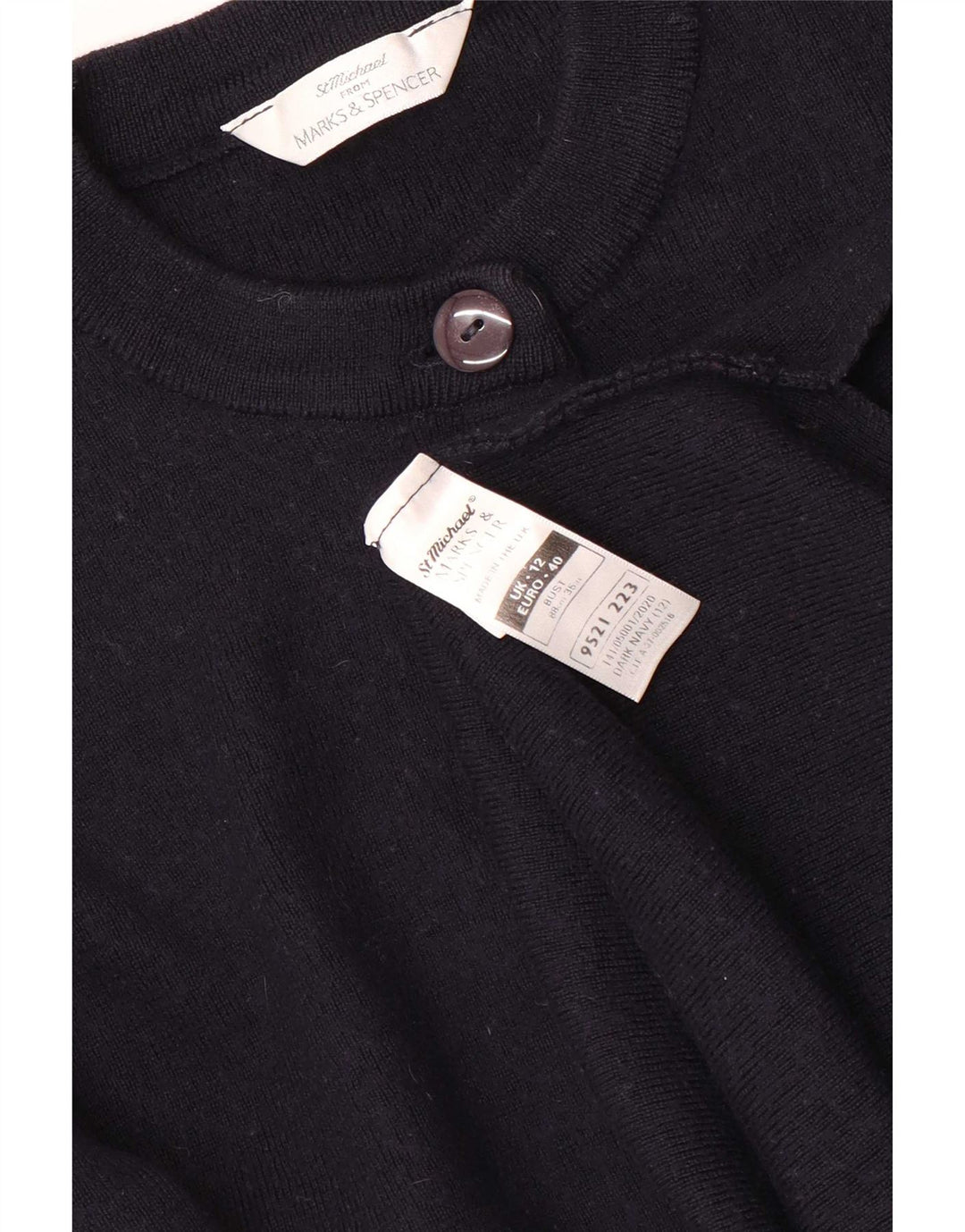 Maglione cardigan Marks & Spencer da donna St. Michael UK 12 medio blu navy