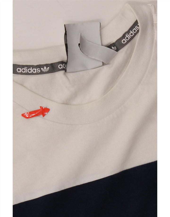 T-shirt Adidas da uomo Top Small in cotone color block bianco