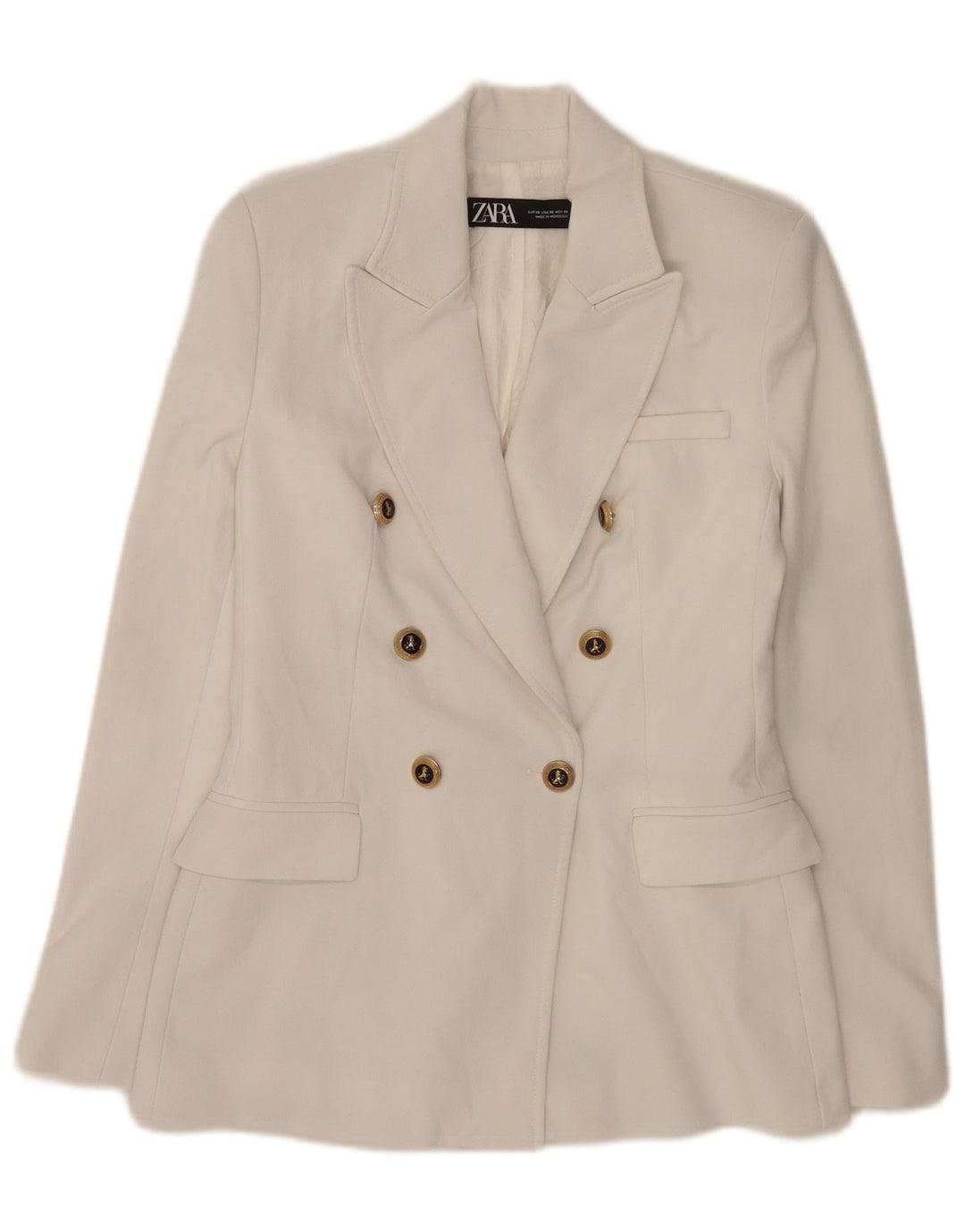 Giacca blazer doppiopetto da donna Zara UK 6 XS poliestere bianco