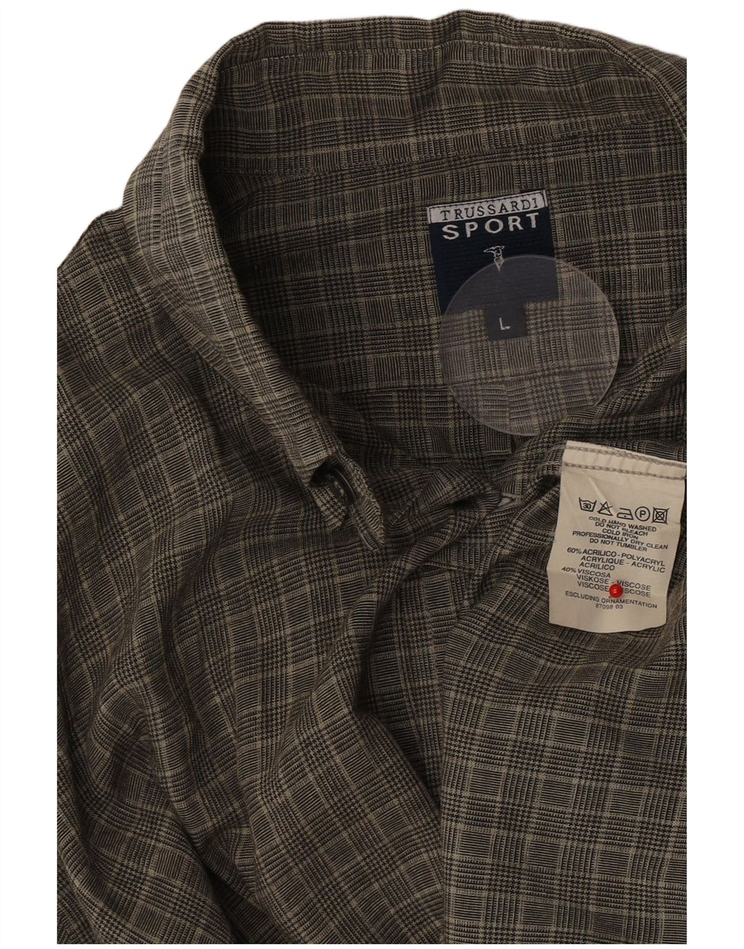 Camicia Trussardi Uomo Large Pied De Poule Verde Acrilico