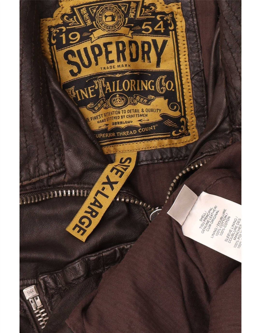 Giacca in pelle militare da uomo Superdry UK 42 XL Marrone