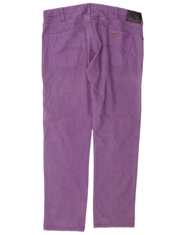 Pantaloni casual dritti da uomo Armani W42 L33 cotone viola