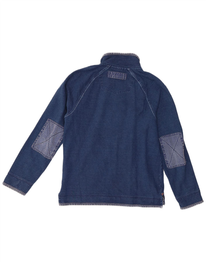 Felpa da uomo con collo con zip indaco Fat Face, maglione piccolo in cotone blu
