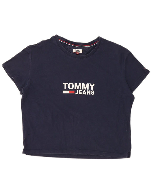 T-shirt grafica corta da donna Tommy Hilfiger Top UK 14 medio blu navy