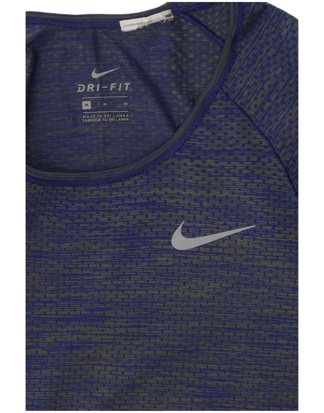 Top Nike Dri Fit da donna a maniche lunghe UK 12 a righe blu medio