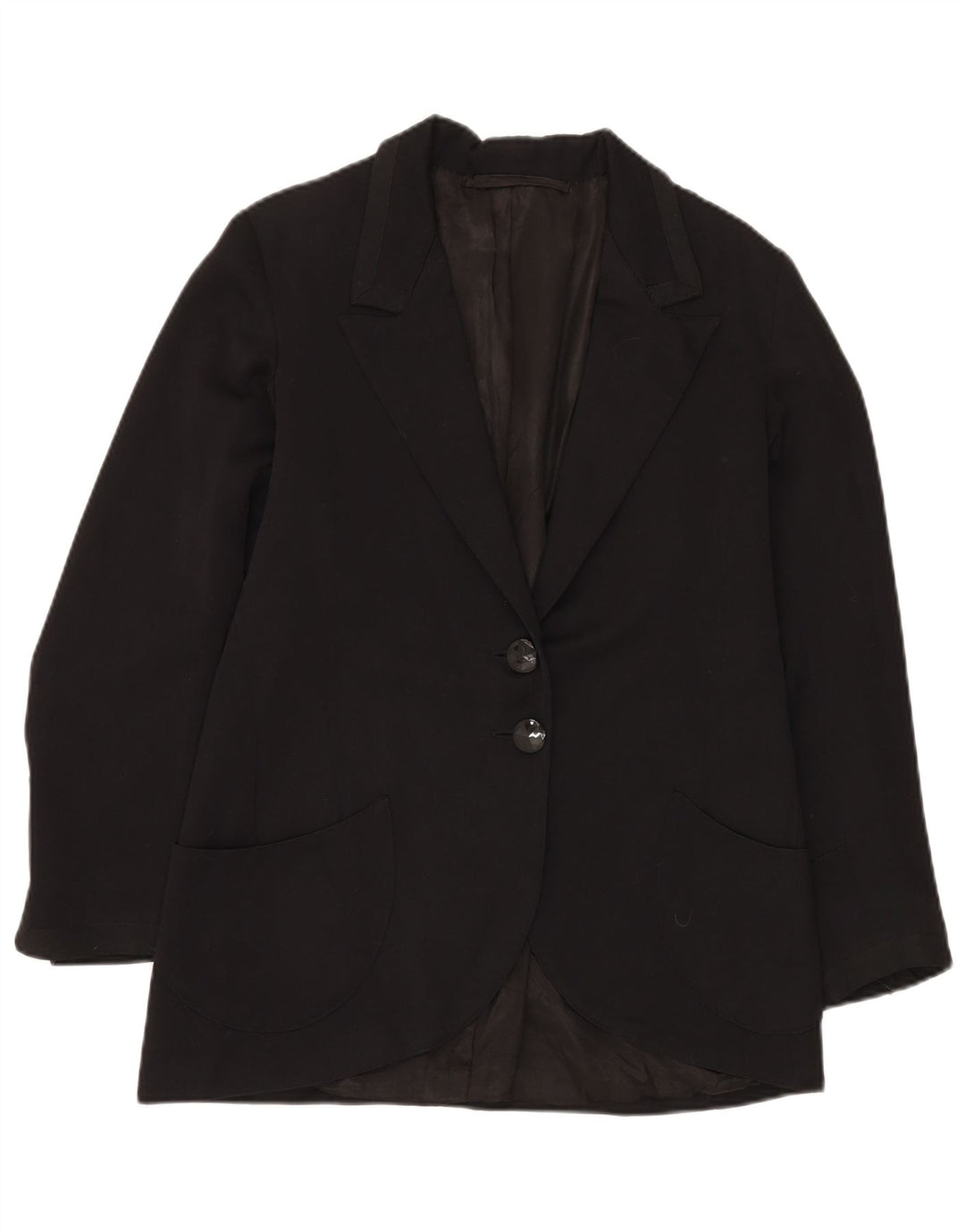 Giacca blazer vintage da donna a 2 bottoni UK 16 grande nera