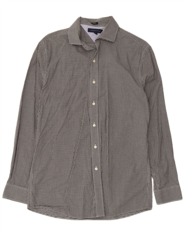 Camicia slim fit da uomo Tommy Hilfiger taglia 15 1/2 media a quadretti neri