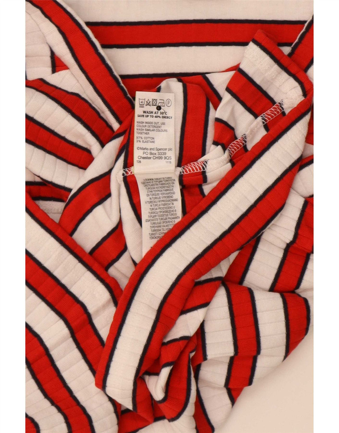 Marks & Spencer Top da donna con spalle scoperte manica 3/4 UK 12 medio rosso a righe