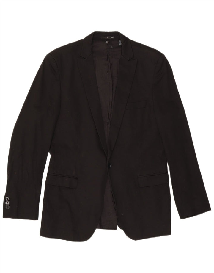 Giacca blazer da uomo a 1 bottone Zara EU 50 cotone nero medio