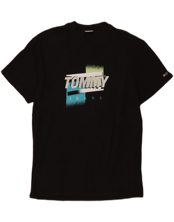 T-shirt grafica da uomo Tommy Hilfiger Top in cotone nero medio