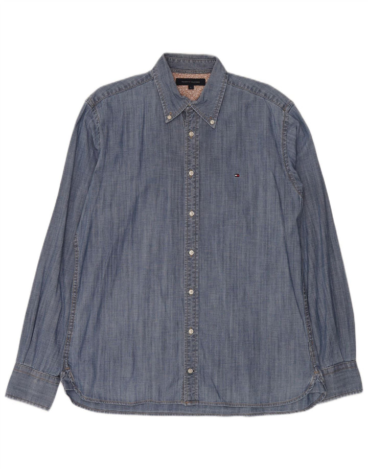 Camicia di jeans da uomo Tommy Hilfiger grande cotone blu
