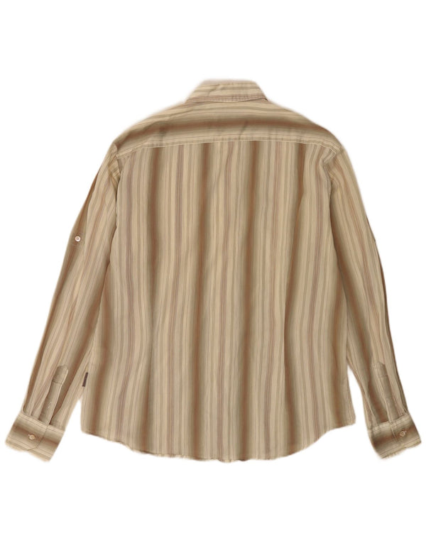 Ted Baker Camicia da uomo in cotone a righe grandi color kaki