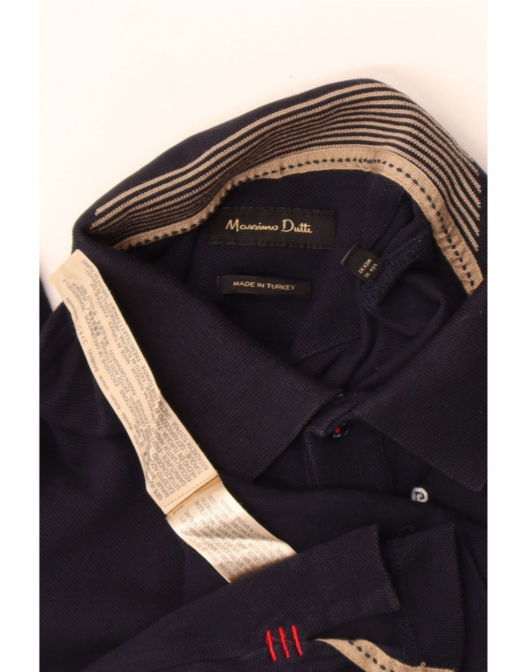 Polo grafica da uomo Massimo Dutti XL in cotone blu navy