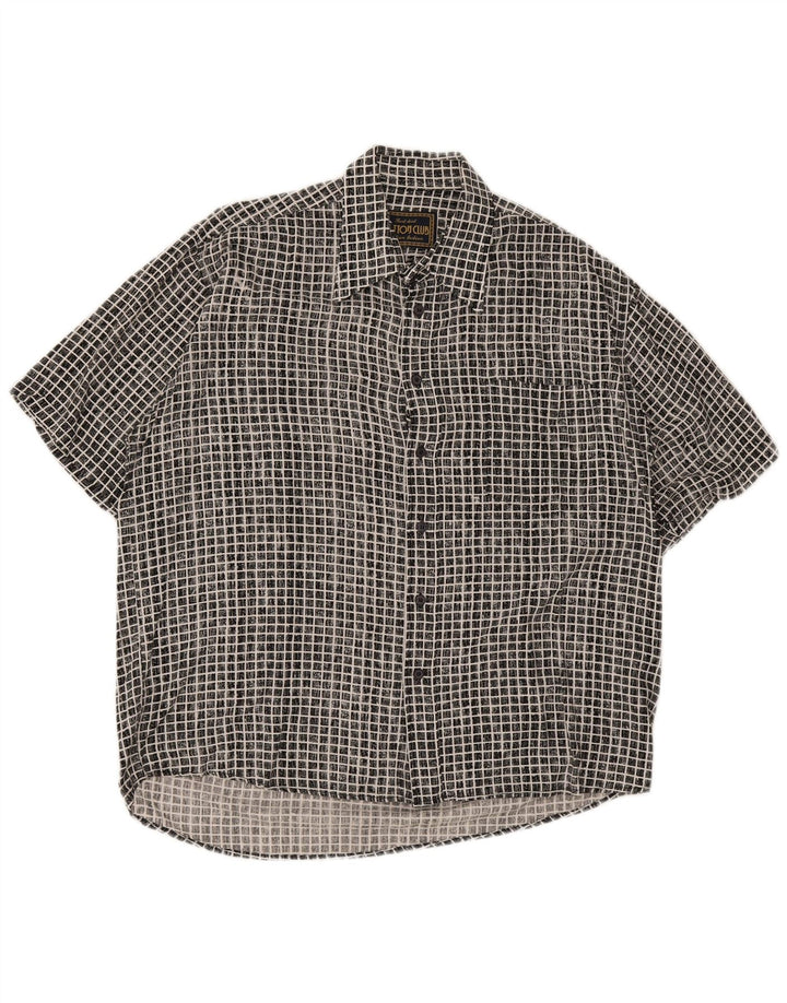 Camicia a maniche corte da uomo Cotton Club grande a quadretti neri