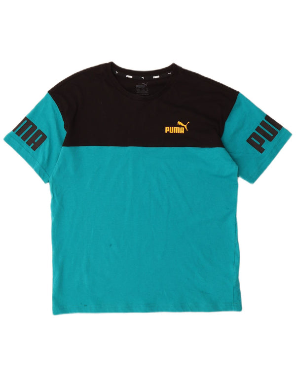 Maglietta grafica Puma da ragazzo, 13-14 anni, in cotone color block blu