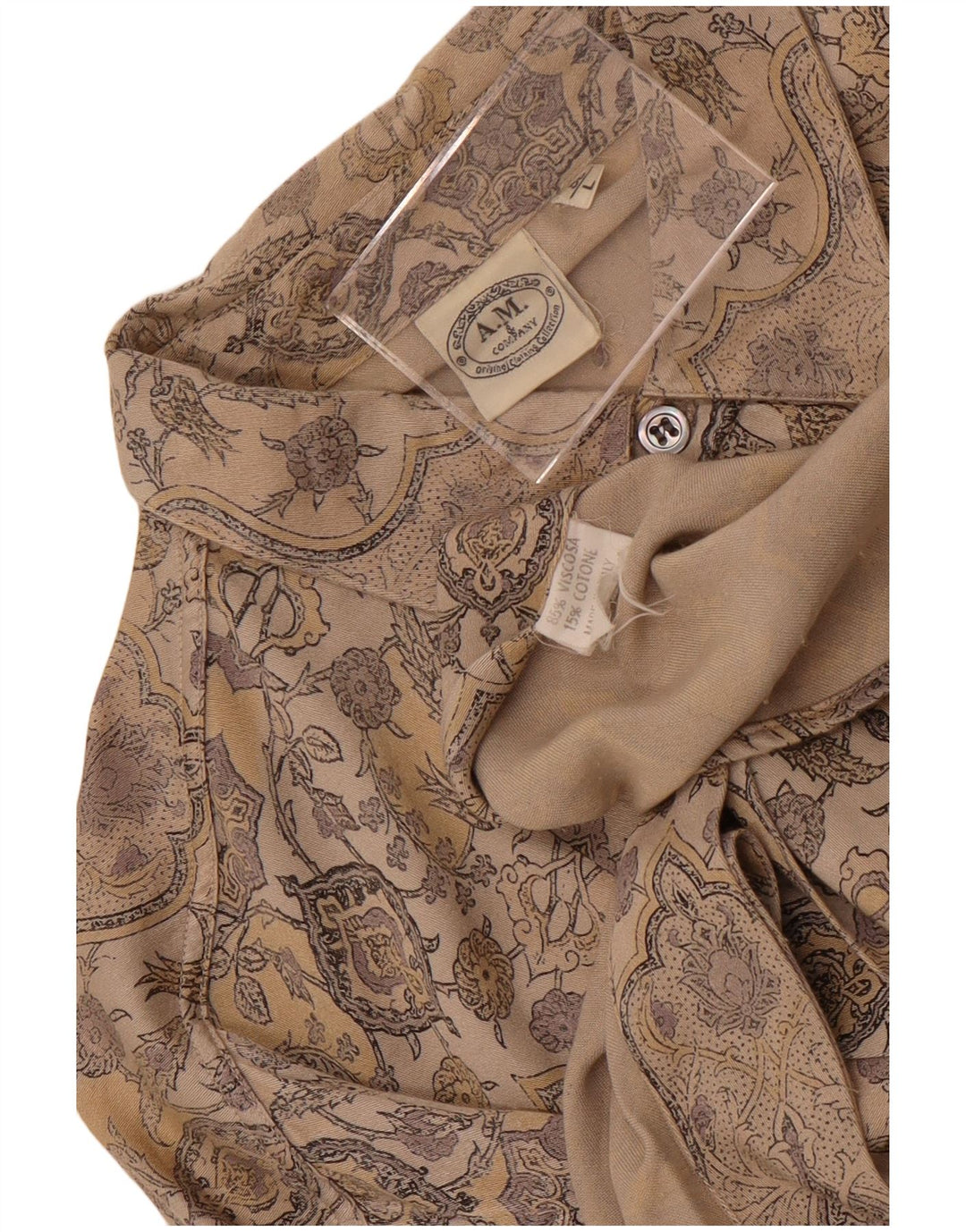 SONO. & Company Camicia Uomo Large Marrone Paisley Viscosa
