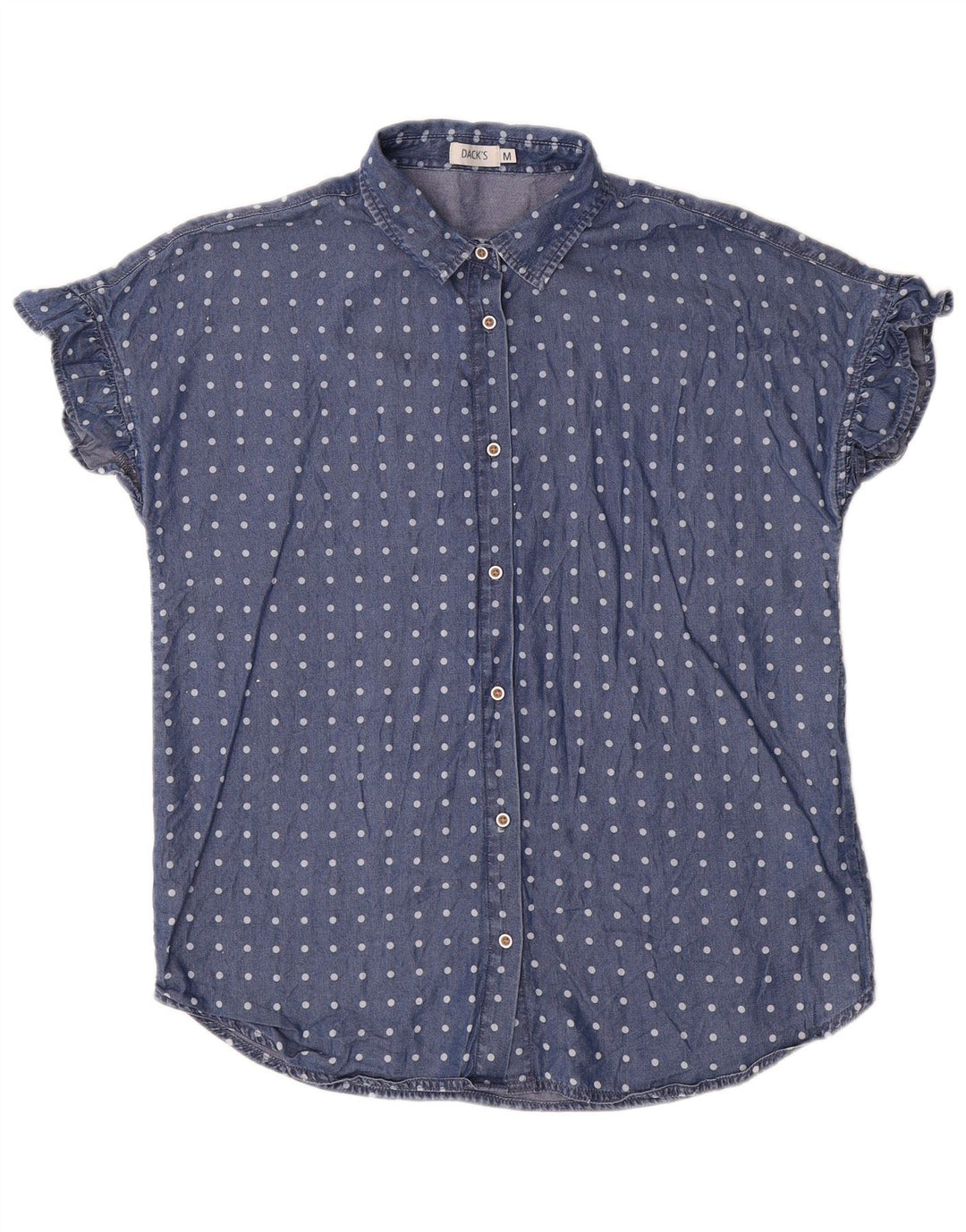 Camicetta da donna a maniche corte da donna di Dack UK 14 medio blu navy a pois