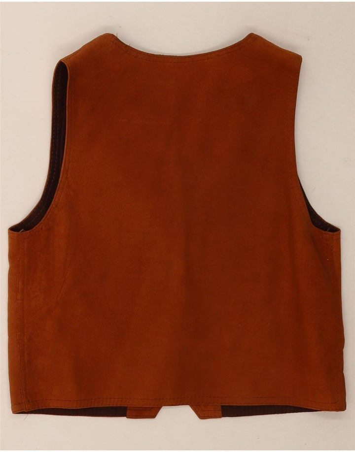 Gilet corto da donna vintage UK 10 piccolo marrone