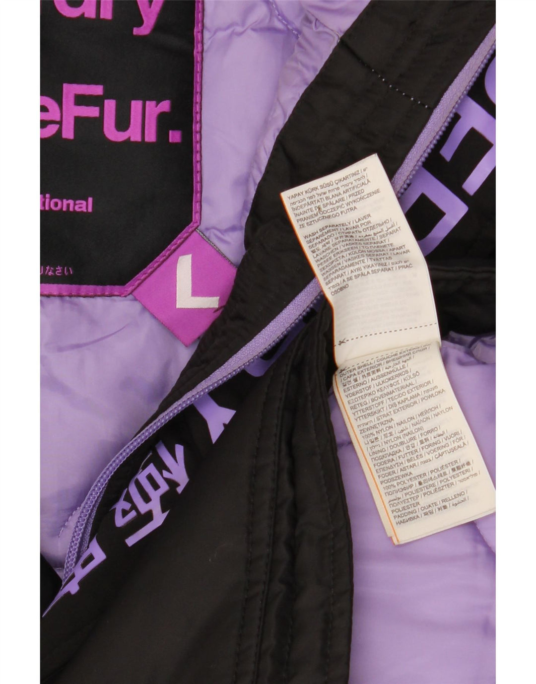 Giacca Parka da donna con cappuccio Superdry UK 16 Large Black Nylon Winter