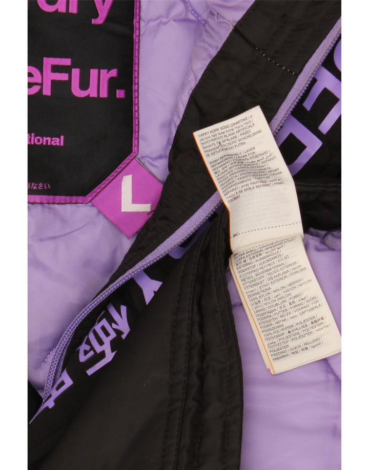 Giacca Parka da donna con cappuccio Superdry UK 16 Large Black Nylon Winter