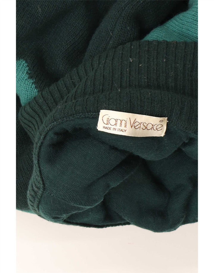 Gianni Versace Maglione da uomo con collo alto e color block verde medio